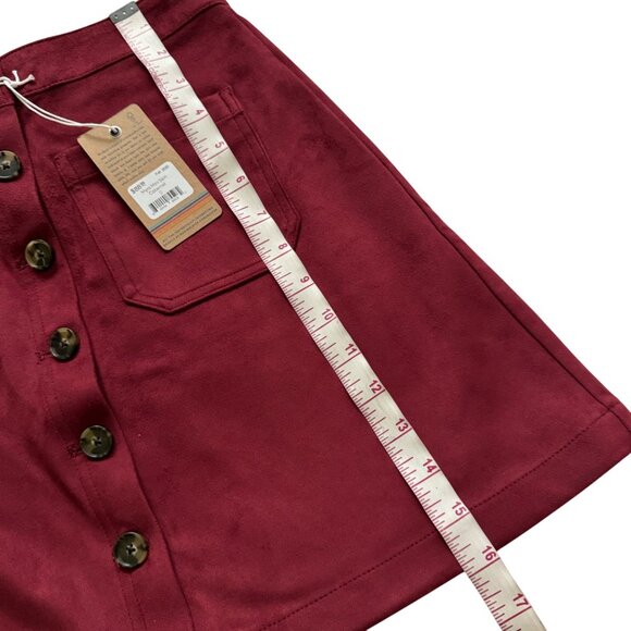 Marine Layer Myra Mini Skirt Cabernet Button Front Pockets sz 0 new - Picture 4 of 10